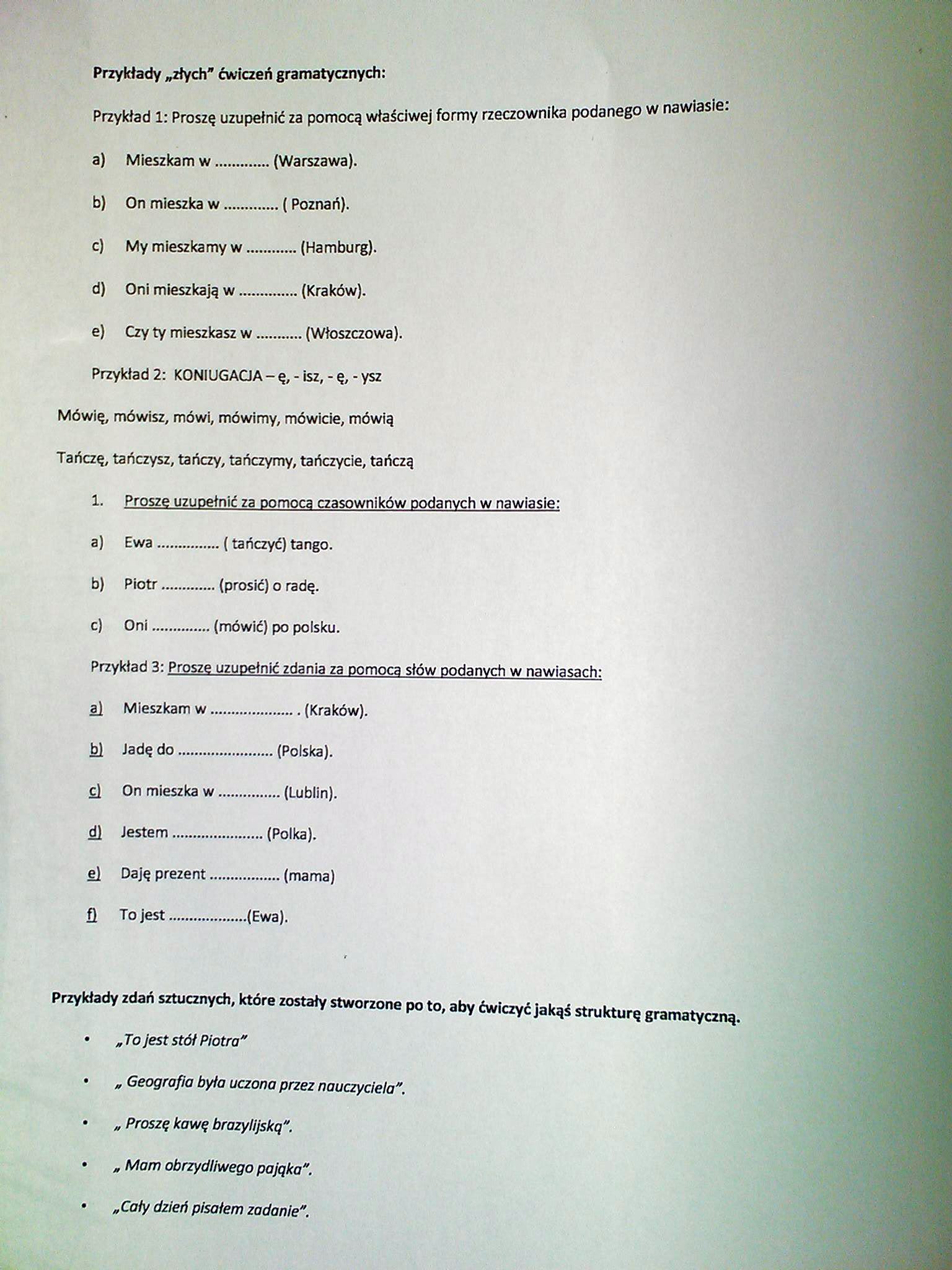 ćwiczenia gramatyczne 3